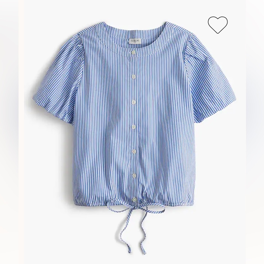 J Crew Striped puff-sleeve tie-waist top XL